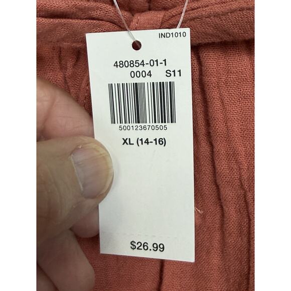 Old Navy Smocked Elastic Waist Top Sz XL 14-16 Long Sleeve CottageCore Peasant - Picture 8 of 12